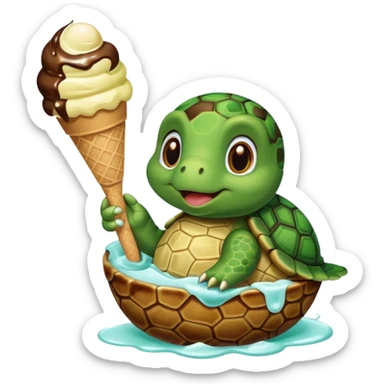 Turtle in a ice cream  sticker