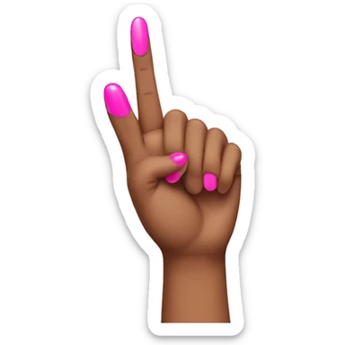 Middle finger with pink nail polish sticker