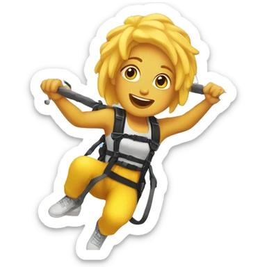 woman with yellow hair, mixed skin, does a bungee jump sticker
