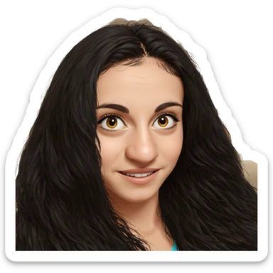 smiling girl with black hair sticker