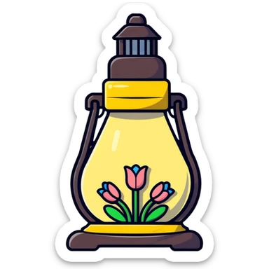 May Day festive lamp with spring decorations sticker