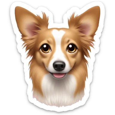 cross between chihuahua and sheltie with pink hearts around head sticker