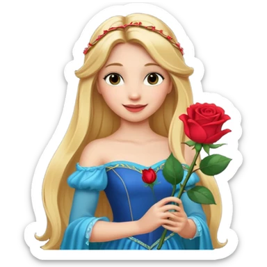 Aurora princess standing pose holding a rose sticker