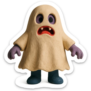 claymation style miedo disfrazado sticker