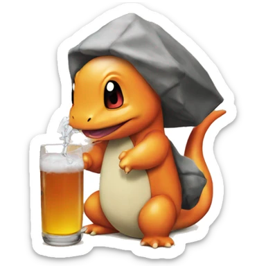 Charmander driking sake sticker