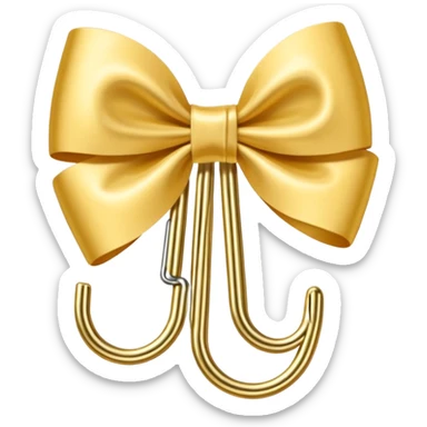 one gold paper clip with a white bow in the middle sticker
