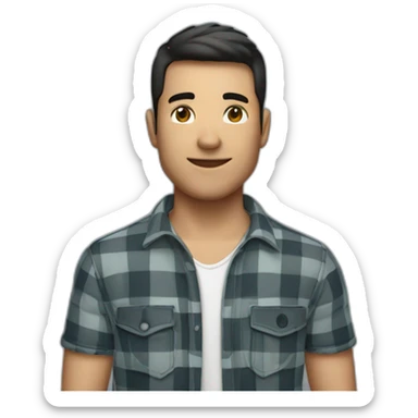 a moreno man wearing a casual outfit of jeans and checkered shirt sticker