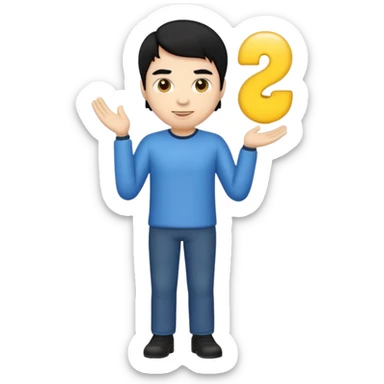 emoji man light skin and black hair, CUERPO COMPLETO sticker