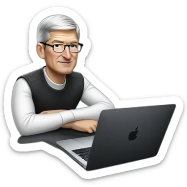 tim cook with a macbook pro sticker