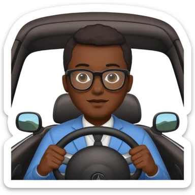 hombre negro con lentes conduciendo sticker