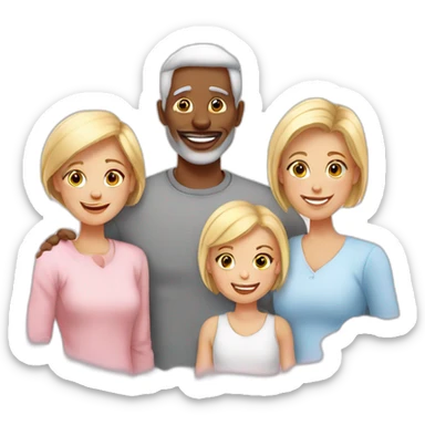 Famille blanche. Maman et papa et 3 filles enfants sticker