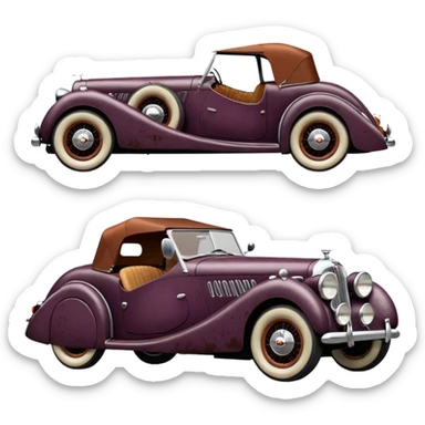 very fast 1936 jaguar roadster rustic rusty lowered low rider antique rat hot rodded blackberry and cherrywood pearl mod caravan sticker