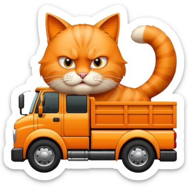 Angry cat driving truck sticker
