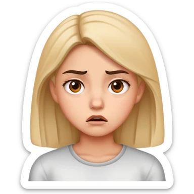 a girl with a irritated face sticker