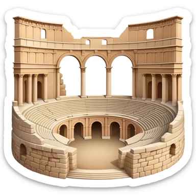Realistic Pula Arena Landmark Emoji, featuring the grand Roman amphitheater with its large stone arches and well-preserved outer walls. sticker