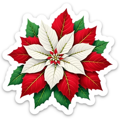 Red and white poinsettia sticker