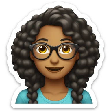 Una chica rizada pelo negro con gafas sonriendo sticker