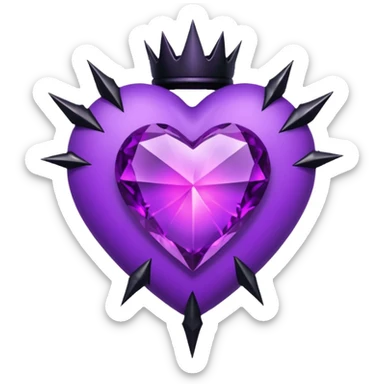 purple heart with black thorns and a crystal, dark romance sticker