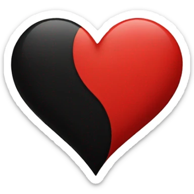 Half black and red heart sticker
