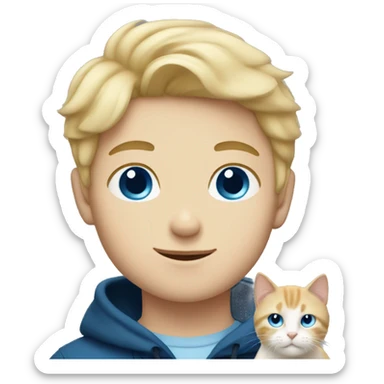 blonde boy with blue eyes and scottish cat sticker