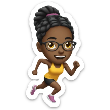 Black girl who runs track with braids and clear glasses sticker