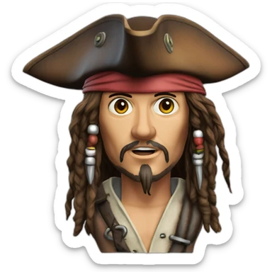 Jack Sparrow 3d ,морщины детализация, cinematic experience, realistic sticker