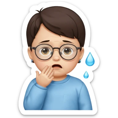 brunette baby boy crying with glasses sticker