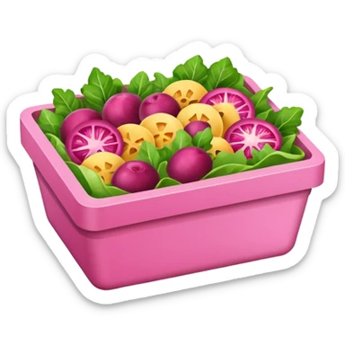 pink salad box contain sticker