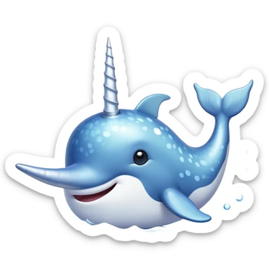 A cute narwhal with its spiraling horn swims through the icy waters, spreading joy and magic sticker