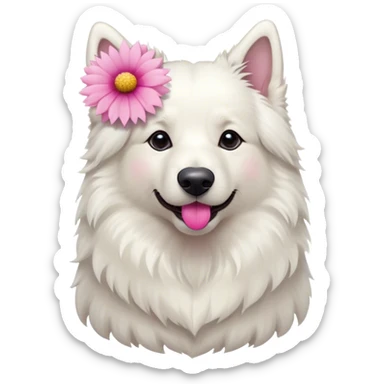 White Shepherd more flower pink  sticker