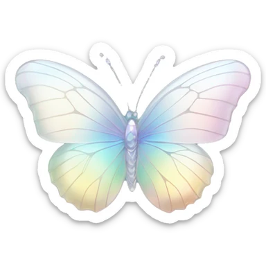 Pastel white iridescent glass crystal butterfly sticker