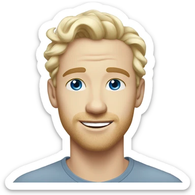 light curl blonde 30yo man blue eyed pale skin sticker