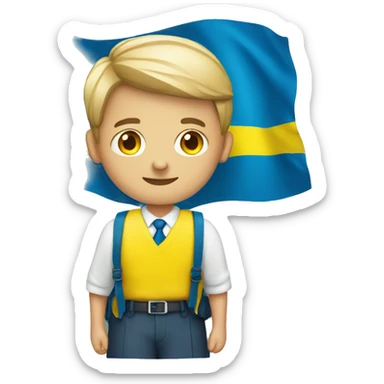 schoolboy with ukraine flag sticker
