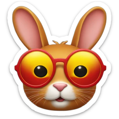 red rabbit with yellow round sunglasses sticker