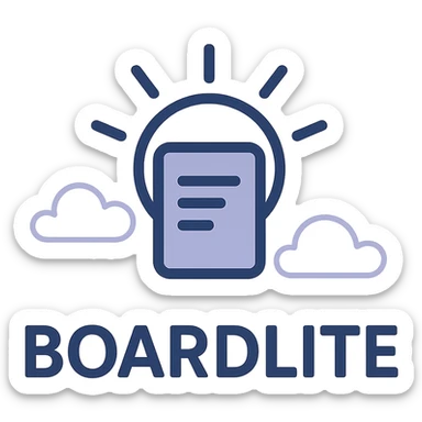 logo for Boardlite app abstract icon with board shape and light ray or halo, modern memorable scalable style, no person or animal sticker