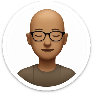 Brown bald person with glasses meditating  sticker
