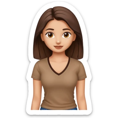 ipretty bratz emoji of alia bhatt wearing a V neck brown tshirt. She should look like Alia Bhatt sticker