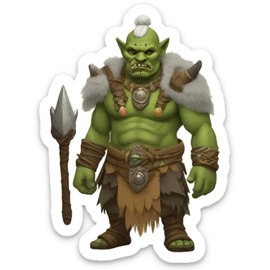 an old fantasy orc warrior shaman sticker