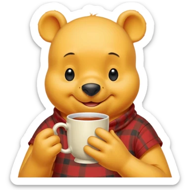 Winnie the Pooh drinking tea sticker