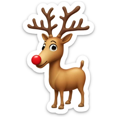 a peanut with legs, that also has a red nose and reindeer antlers sticker