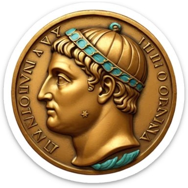 An emoji of an ancient Roman coin with an emperor's profile. sticker
