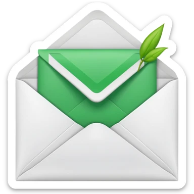 white envelop with a letter and green checked checkbox inside sticker