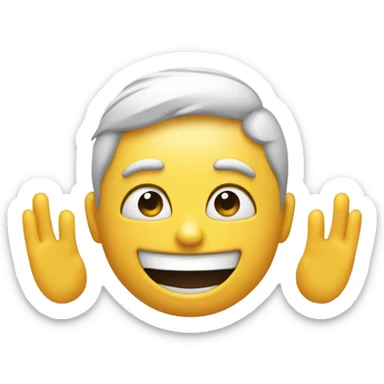 An emoji face with both hands placed behind its ears, palms facing forward, as if trying to listen carefully or playfully emphasizing its ears sticker