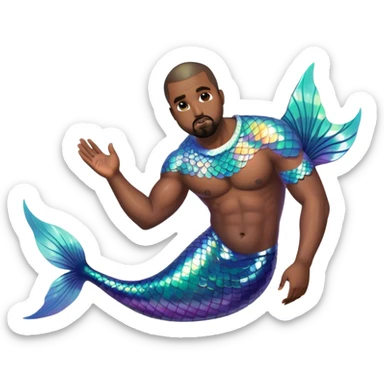 Kanye west with a mermaid fish body gay fish sticker