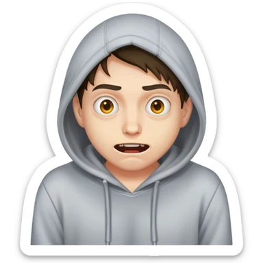 Crazy face with a hoodie sticker