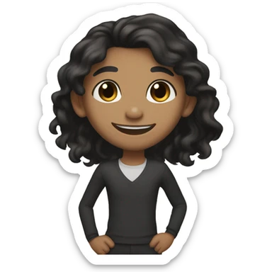 Tan skin, black long hair, big black eyes with beautiful smile  sticker