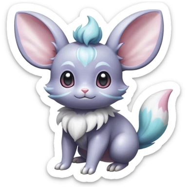 Shiny Vibrant Colorful Rare Minccino-Espurr-Cinccino-creature-hybrid sticker