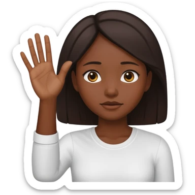 Dark skin girl asking for money with hand out sticker