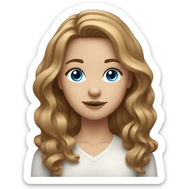 Girl with medium long, light brown wavy hair, blue eyes  sticker