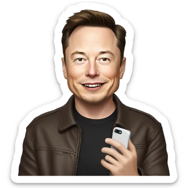 Elon Musk tweeting from his phone sticker